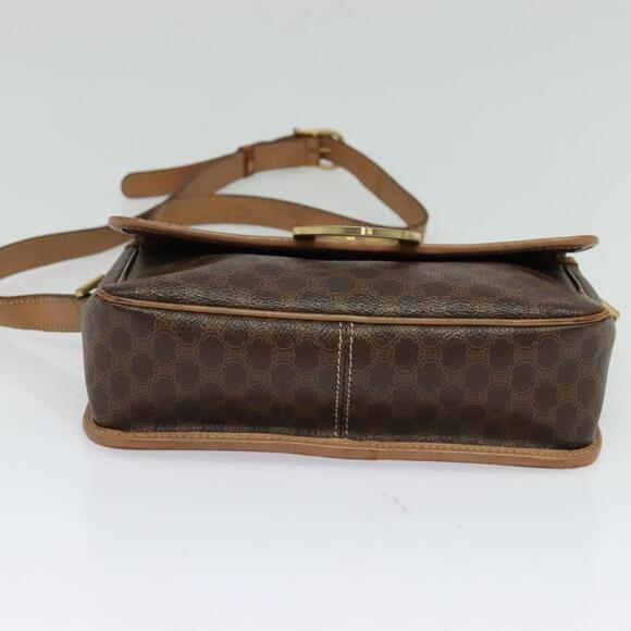 CELINE Macadam Canvas Circle Shoulder Bag Pvc Leather Brown Gold - Picture 9 of 12
